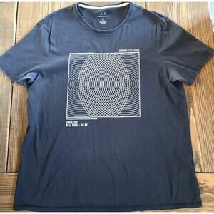 Armani Exchange Mens T Shirt XL Black Slim Fit Soundwaves Graphic Tee Thin Soft